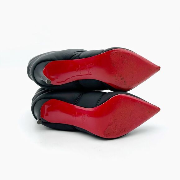 CHRISTIAN LOUBOUTIN Astro Pointue Black Puffer Ankle Boot Size 40 Nylon Stiletto - Picture 11 of 13